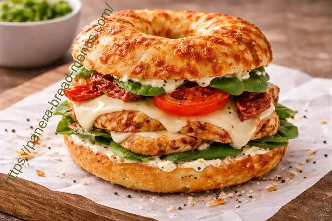 Panera Bread Bacon Turkey Bravo sandwich with fresh vegetables and tomato basil bread